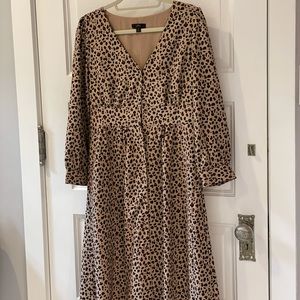J Crew leopard print button front midi dress